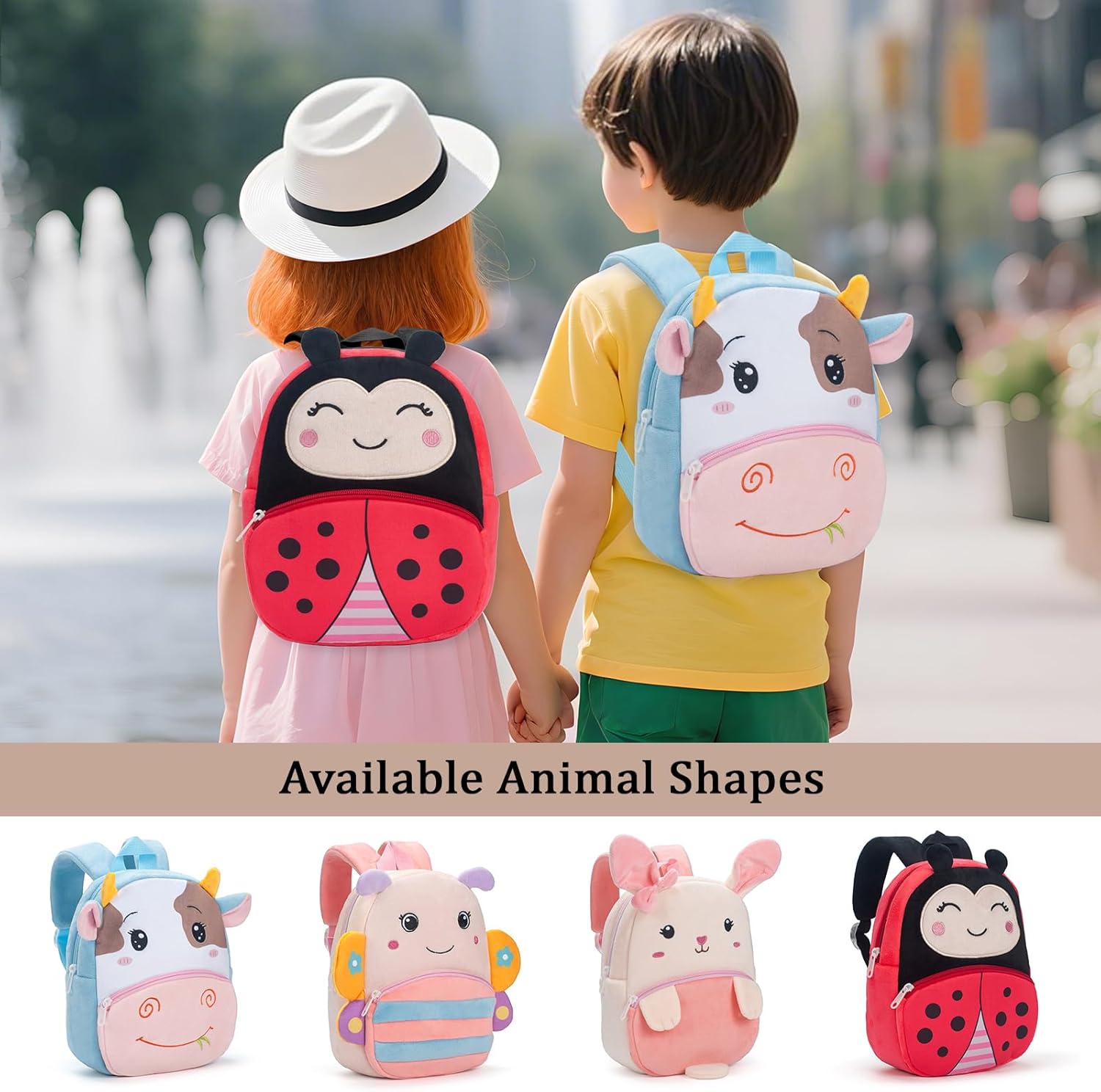 Toddler Backpacks for Girls 2-4, Butterfly Backpack for Kids, Animal Cartoon Mini Travel Bag with Bee Keychain