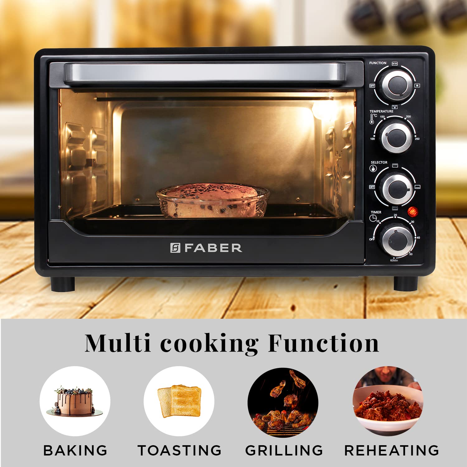 Faber 60L Oven Toaster Grill - Bake, Toast, Roast! -5