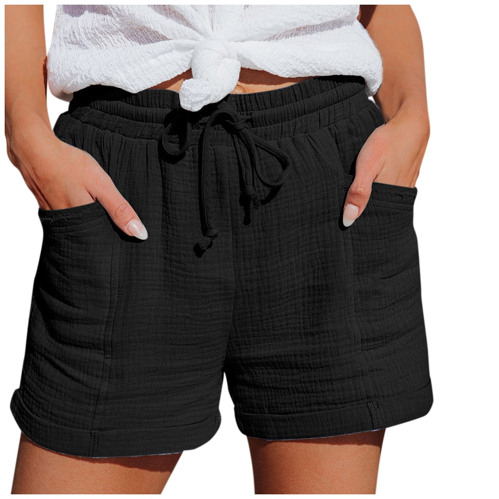 Gyaimxfu 2024 Pantalones Cortos Mujer,Shorts Mujer Sueltos con Bolsillos,Verano Frescos Tallas Grandes Pantalón Corto Bermudas Elegante para Diario Salir Playa Gimnasia de Culturismo