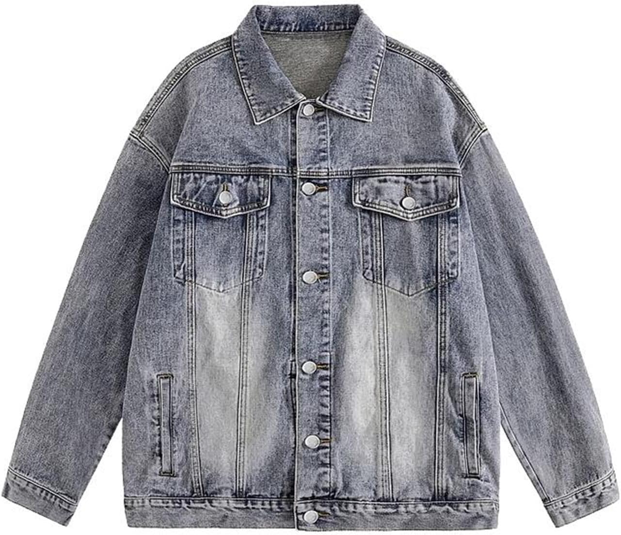 Men's Denim Jacket Male's Loose Lapel Spring Coat