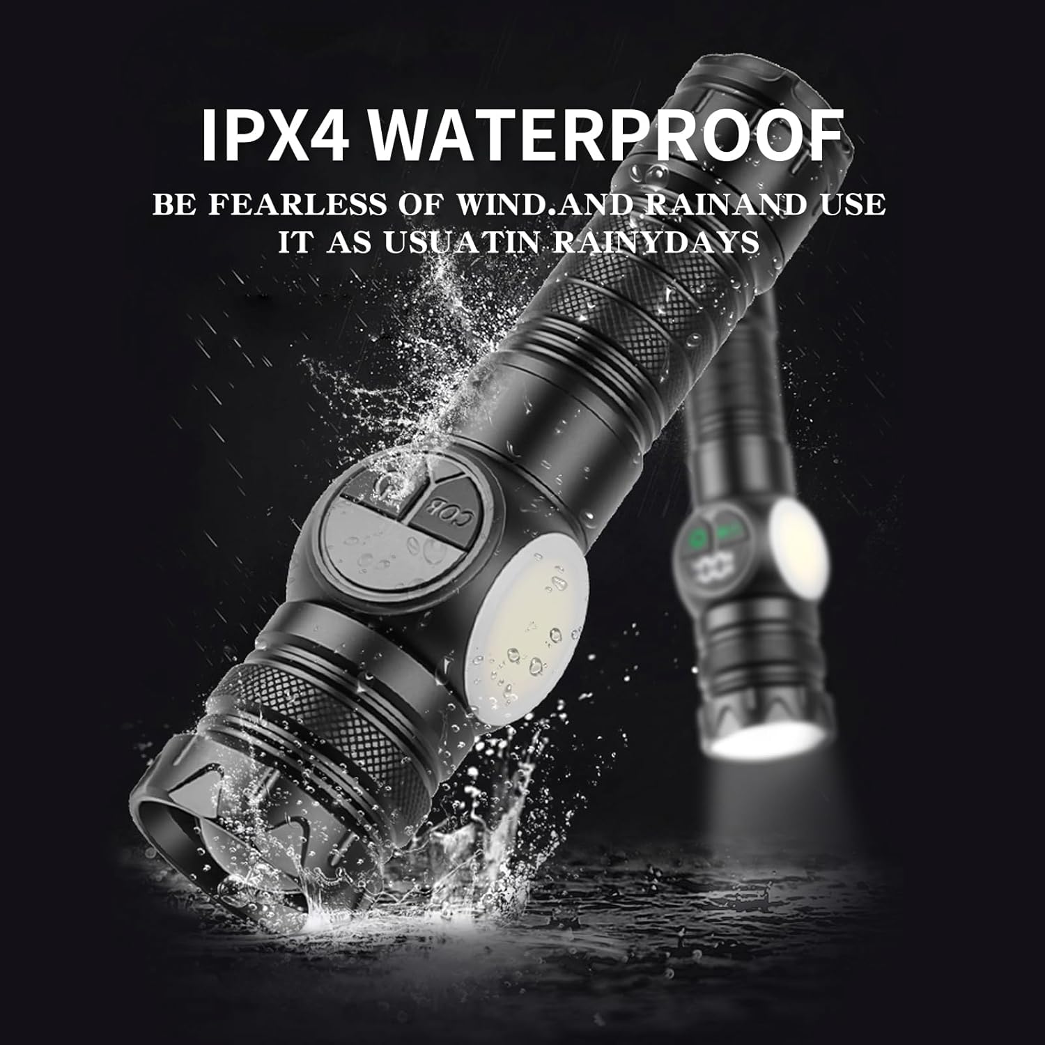 Rechargeable LED Flashlight High Lumens,Adjustable Focus Magnetic Flashlights,9 Light Modes,USB&Type-C, COB Sidelight,Small Super Bright Flash light for Home,Emergency,Camping(Battery Included)