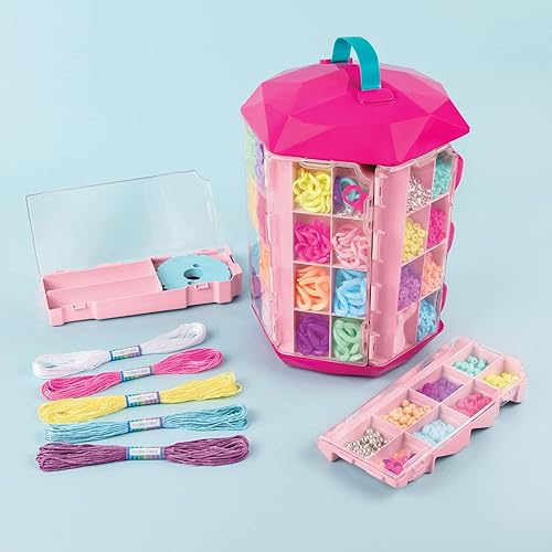 Miniatura 3 de Make it Real Torre de actividades 5 en 1, kit de fabricación de joyas con almacenamiento, cuentas Heishi, eslabones de plástico, mini bandas de