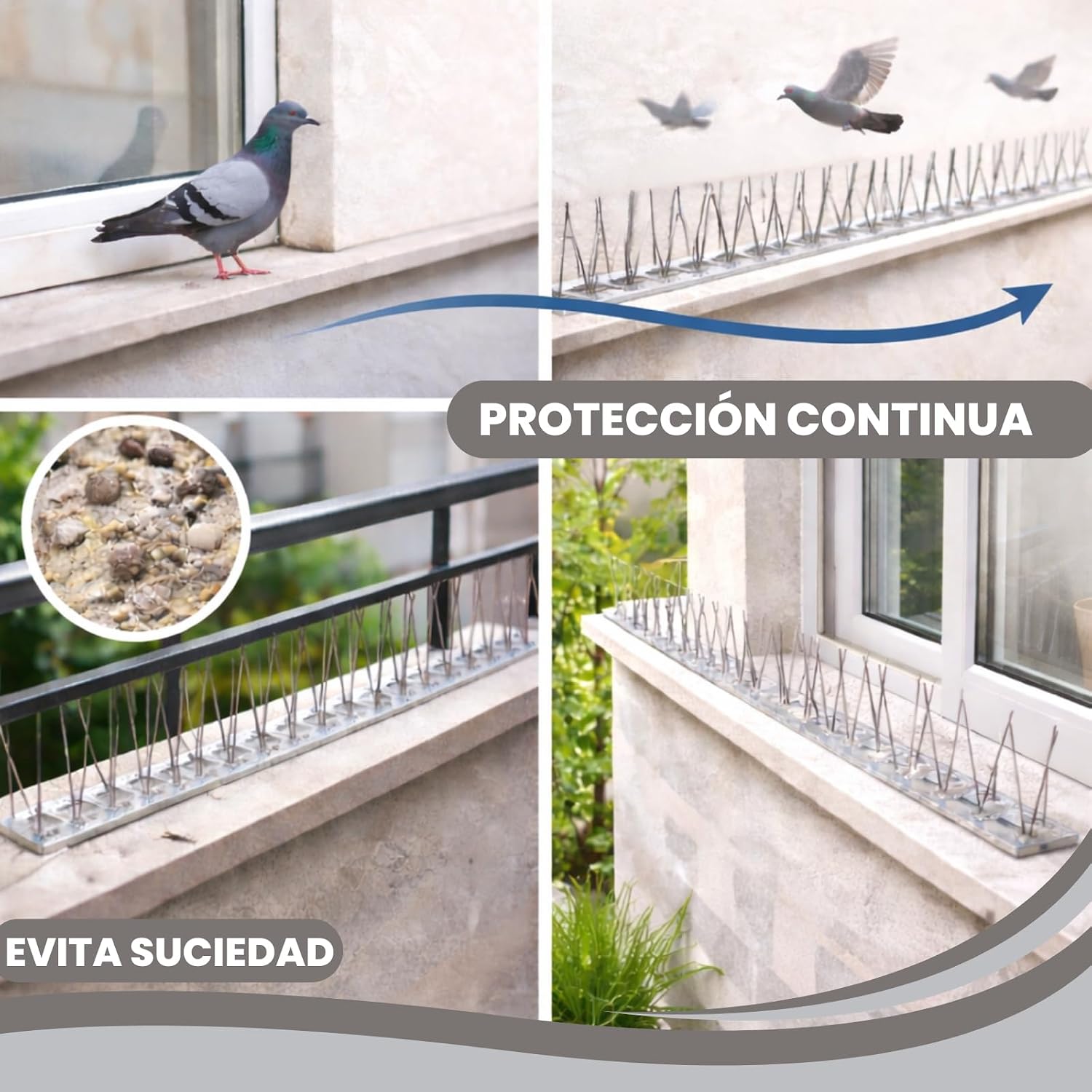 PLANTAWA Pigeon Spikes 25 cm Pack of 12 - Bird Repellent Spikes for Balcony, Windowsill and Roof, Pigeon Repellent Against Birds, Protection for Outdoor Use