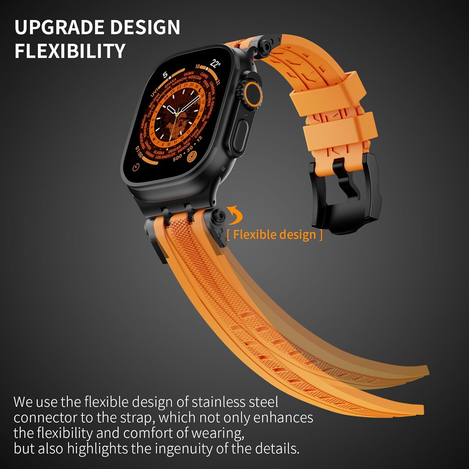 Sport Bands Compatible with Apple Watch Ultra 2/1 Band 49mm for Men,Soft Silicone Replacement Luxury Strap for iWatch Series 10 46mm, 9/8/7 45mm, SE2/SE 6/5/4 44mm, 3/2/1 42mm - Image 3