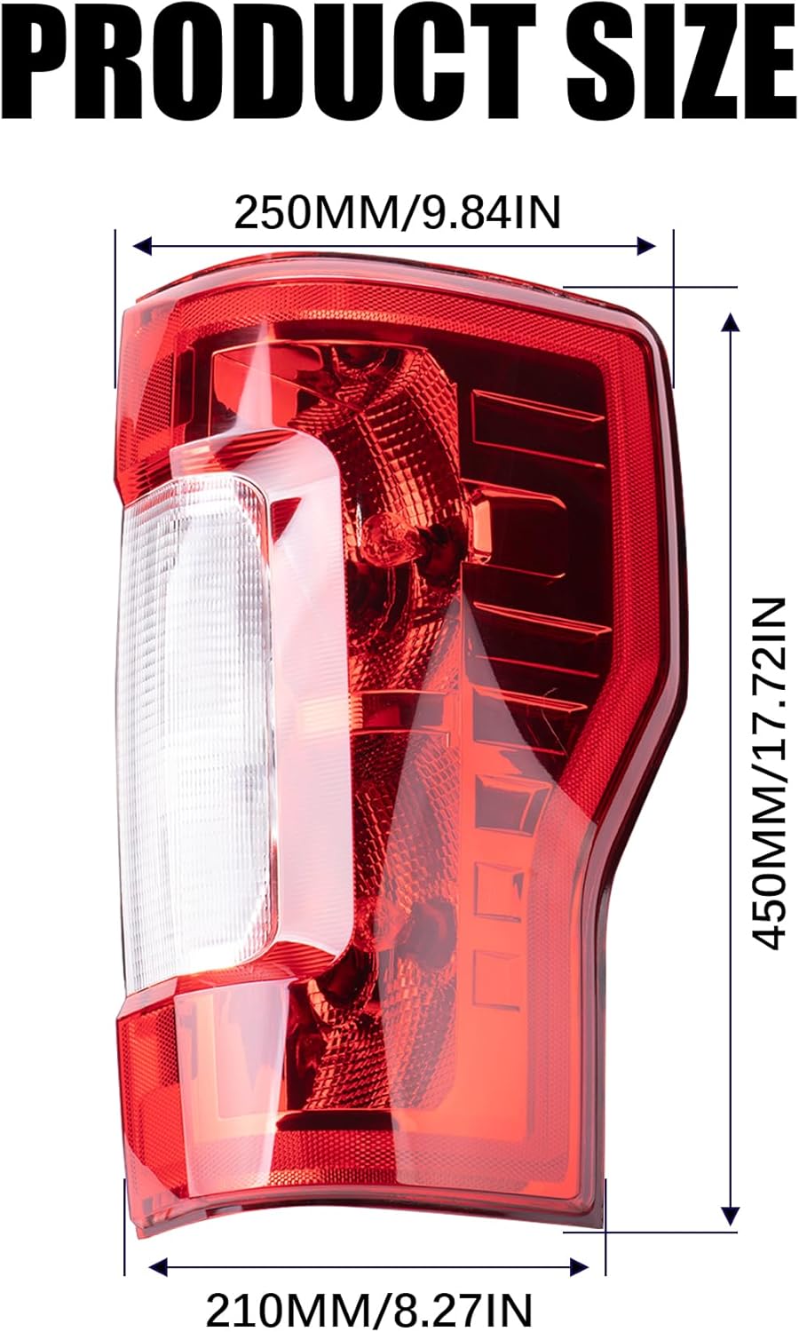 Right Passenger Side Tail Light Compatible With 2017-2019 Ford F-250 F-350 Super Duty Rear Brake Lamps Replacement Taillights Bulb Included–Direct Fit, Durable ABS, (No Blind Spot/LED)