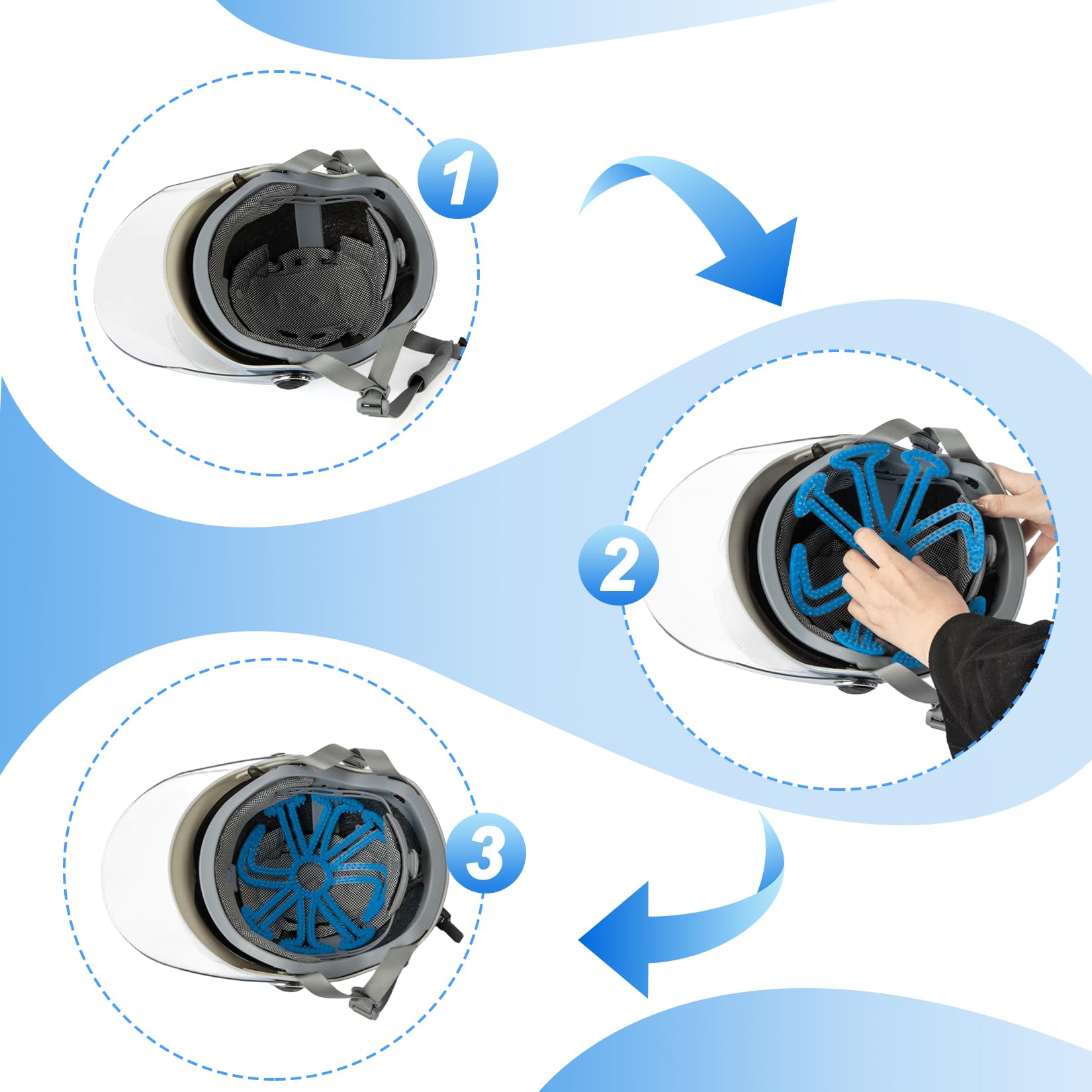 PSLER Bicycle Helmet Liner Soft Silicone Cycling Helmet Pad Road Mountain Lining Pads Bicycle Inserts Pads Mats Helmet Inserts Pads, BLUE