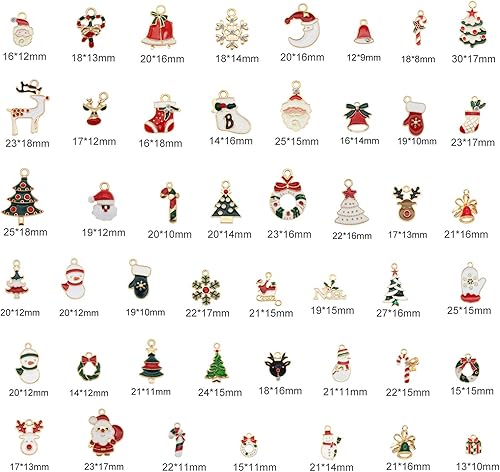 Miniatura 2 de JJG Race - 60 dijes de Navidad esmaltados en tono dorado surtidos para collares, aretes, pulseras, manualidades, fabricación de joyas y manualidades