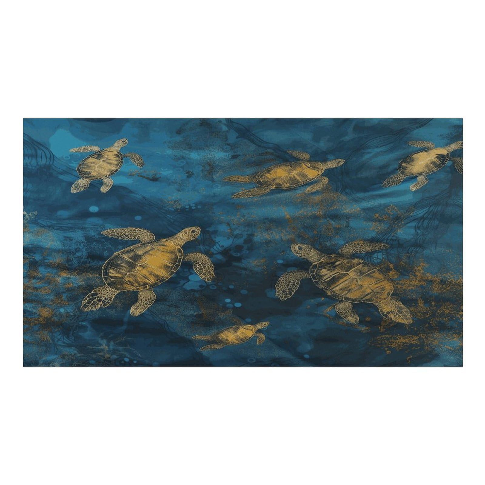 Sea Turtle1 Tapis de nourriture pour chat – Tapis d'alimentation antidérapant pour chien facile à nettoyer pour la nourriture et l'eau, tapis de gamelle pour chien et chat 43,2 x 76,2 cm
