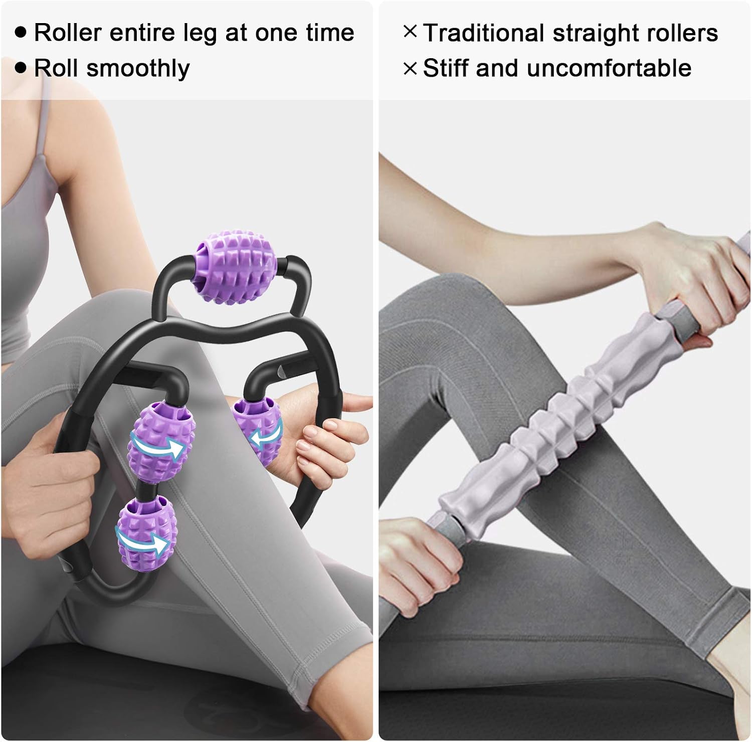 Muscle Roller, Flexible Massage Stick Foam Roller Handle for Legs and Arms, Massage Roller Deep Massage Tool for Relieve Muscle Soreness Stiffness and Tight Muscles