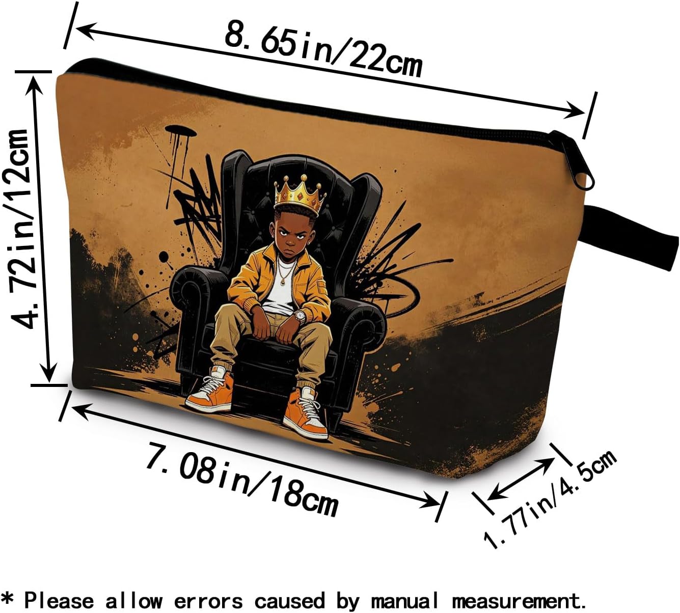 Young Black King Print Small Cosmetic Bag image 2