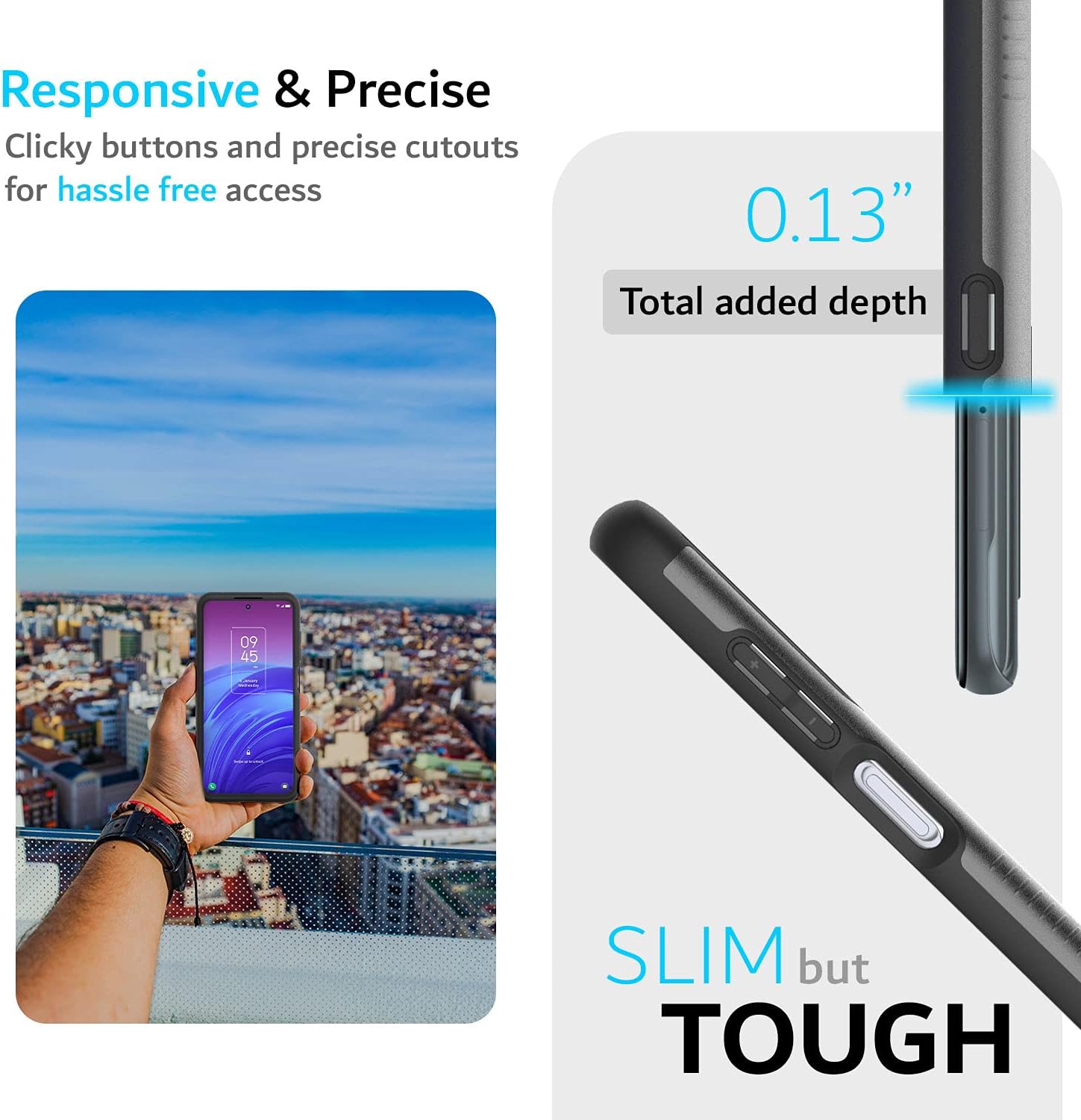 TUDIA DualShield Designed for TCL 20S Phone Case, [Merge] Shockproof Military Grade Tough Dual Layer Heavy Duty Case Compatible with TCL 20S / TCL 20L / TCL 20L+ / TCL 20 5G - Metallic Slate