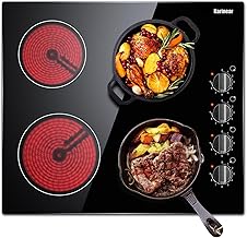 Sponsored Ad – Karinear Ceramic Hob, Built-in 4 Burners Electric Hob 60cm Ceramic Cooker with Electronic Knob Controls, Residual Heat Indicator, 6000W, Hard Wired, No Plug Included
