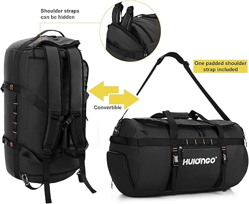 Miniatura 3 de Mochila de lona impermeable grande de 40L60L90L para hombres, mochila de lona para hombre, para viajes, resistente (negro, 40L)