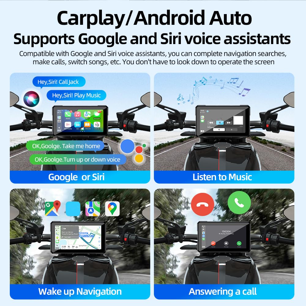 Écran CarPlay Moto pour Honda X-ADV 750 2017-2023, 5 Pouces Écran Tactile HD IP67 Étanche avec Support Amovible, sans Fil CarPlay et Android Auto,A-No Tire Pressure