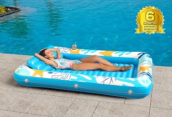 Inflatable Tanning Pool Lounger Float - Jasonwell 4 in 1 Sun Tan Tub Sunbathing Pool Lounge Raft Floatie Toys Water Filled Tanning Bed Mat Pad for Adult Blow Up Kiddie Pool Kids Ball Pit (HD, XXL)