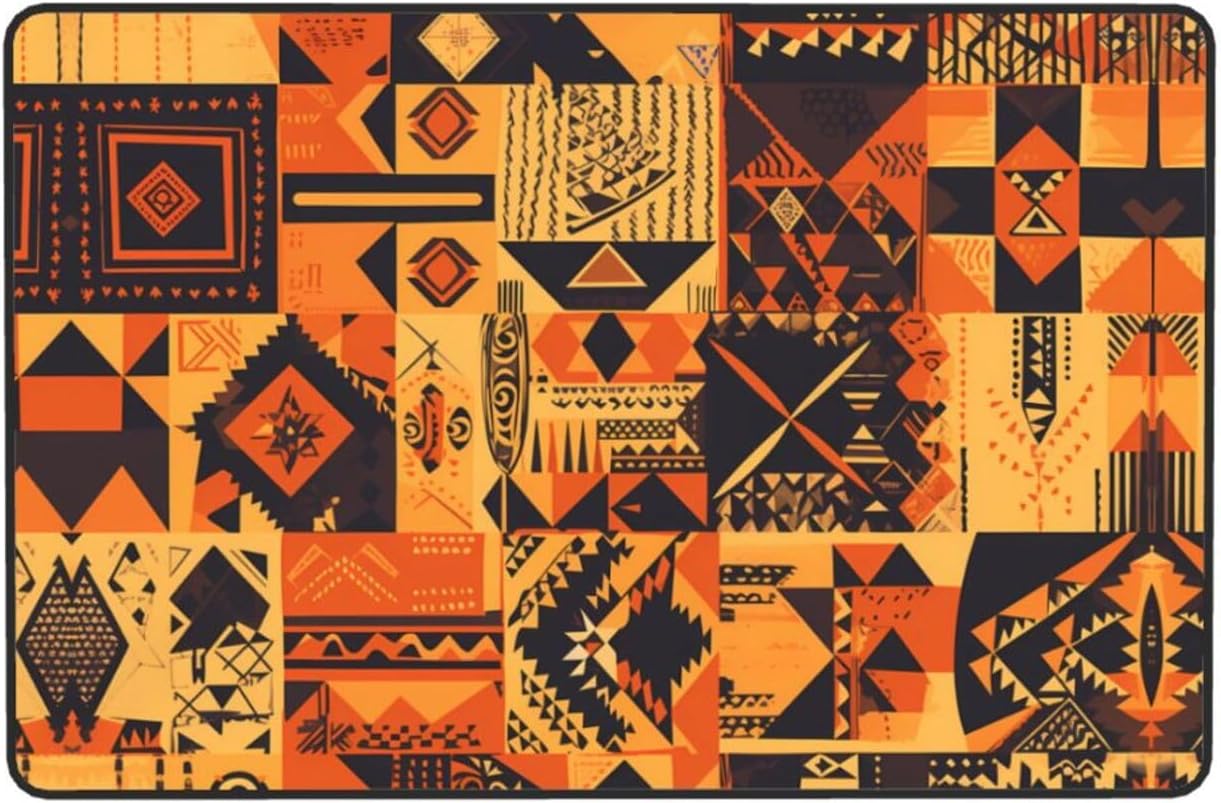 African Style Patchwork Printed Anti-Slip Floor mat Carpet Rug 72"x48" for Living Room Office Coffee Table Bed Balcony