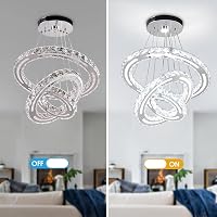CXGLEAMING Modern LED Kristály Csillár - 3 Gyűrűs Függőlámpa, Állítható Magasság, 52W, 6500K Hideg Fehér, Nappali, Étkező, Konyha 9
