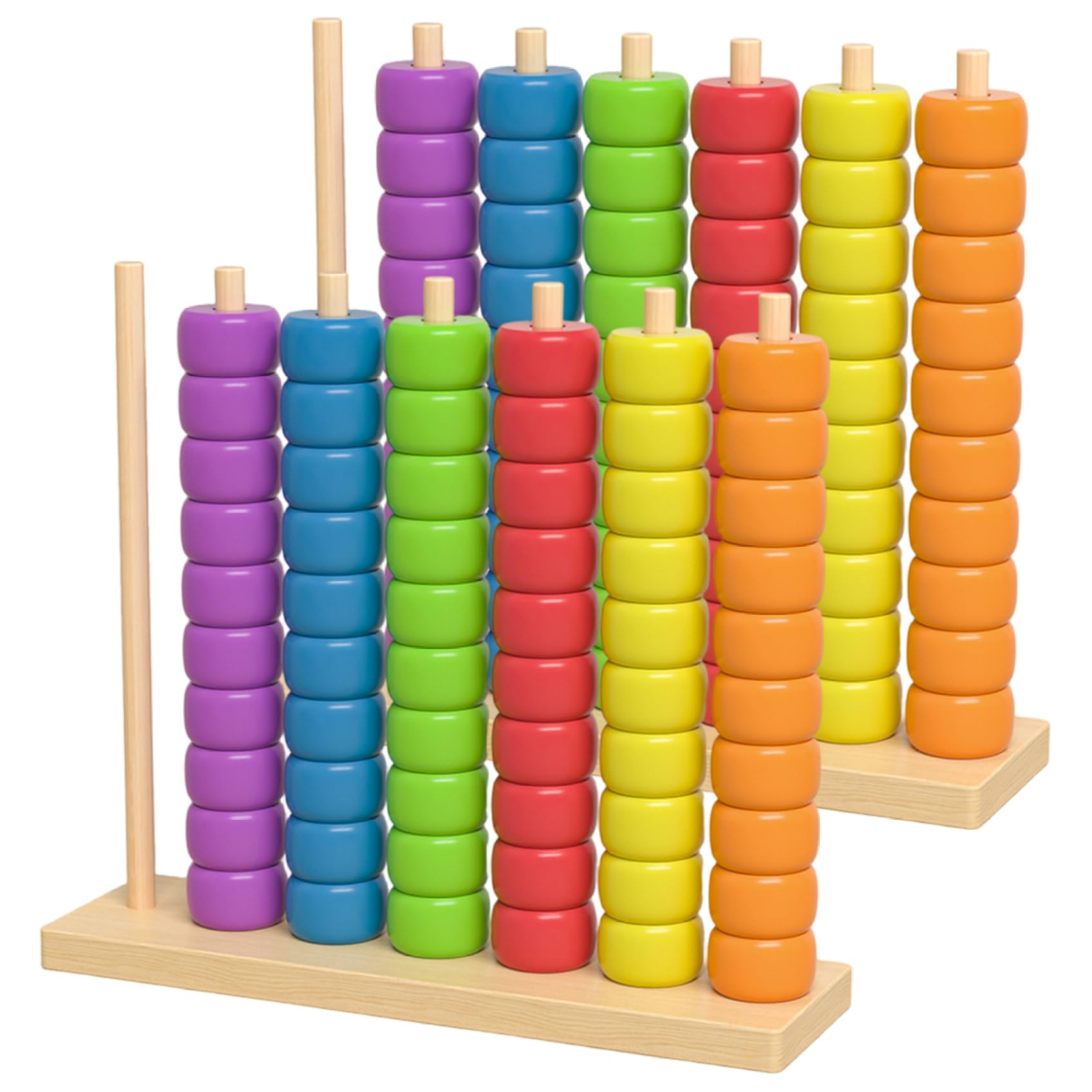 2-teiliges Farbsortierspielzeug, Farbstapel-Herausforderungsspiel, Stapelspielzeug aus Holz für Kleinkinder, Montessori-Lernspielzeug für Feinmotorik und Logik