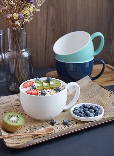 Miniatura 6 de Sweese 613.401 Taza de café  Tazón de sopa jumbo de 22 onzas y tazas de cereales, juego de 4, color blanco