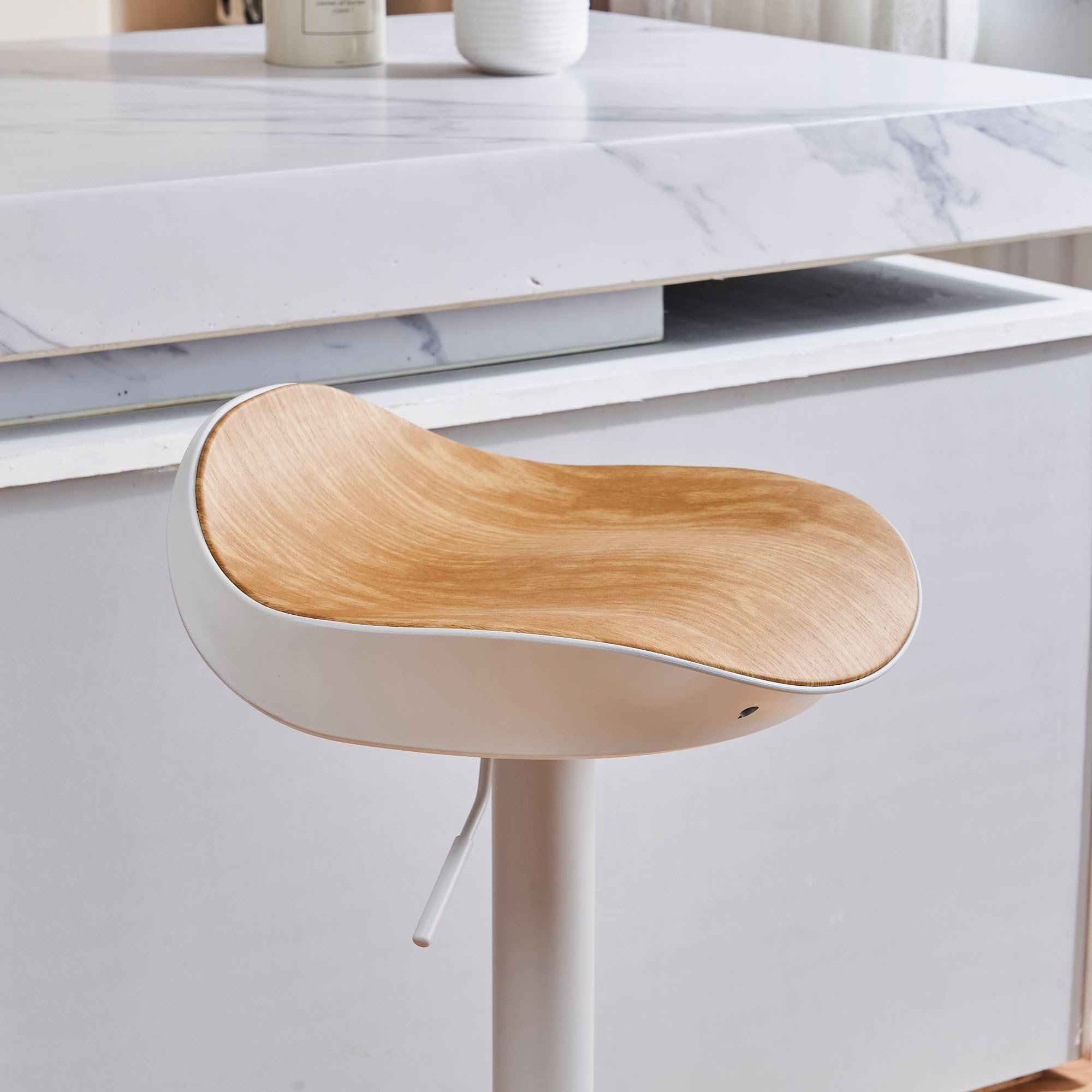 YOUNIKE Sgabello da Bar, Sgabelli Alti da Cucina Sedia da Bar, con Schienale e Girevole a 360°Altezza Regolabile Montaggio Facile, per Cucina Casa e Bar, Bianco