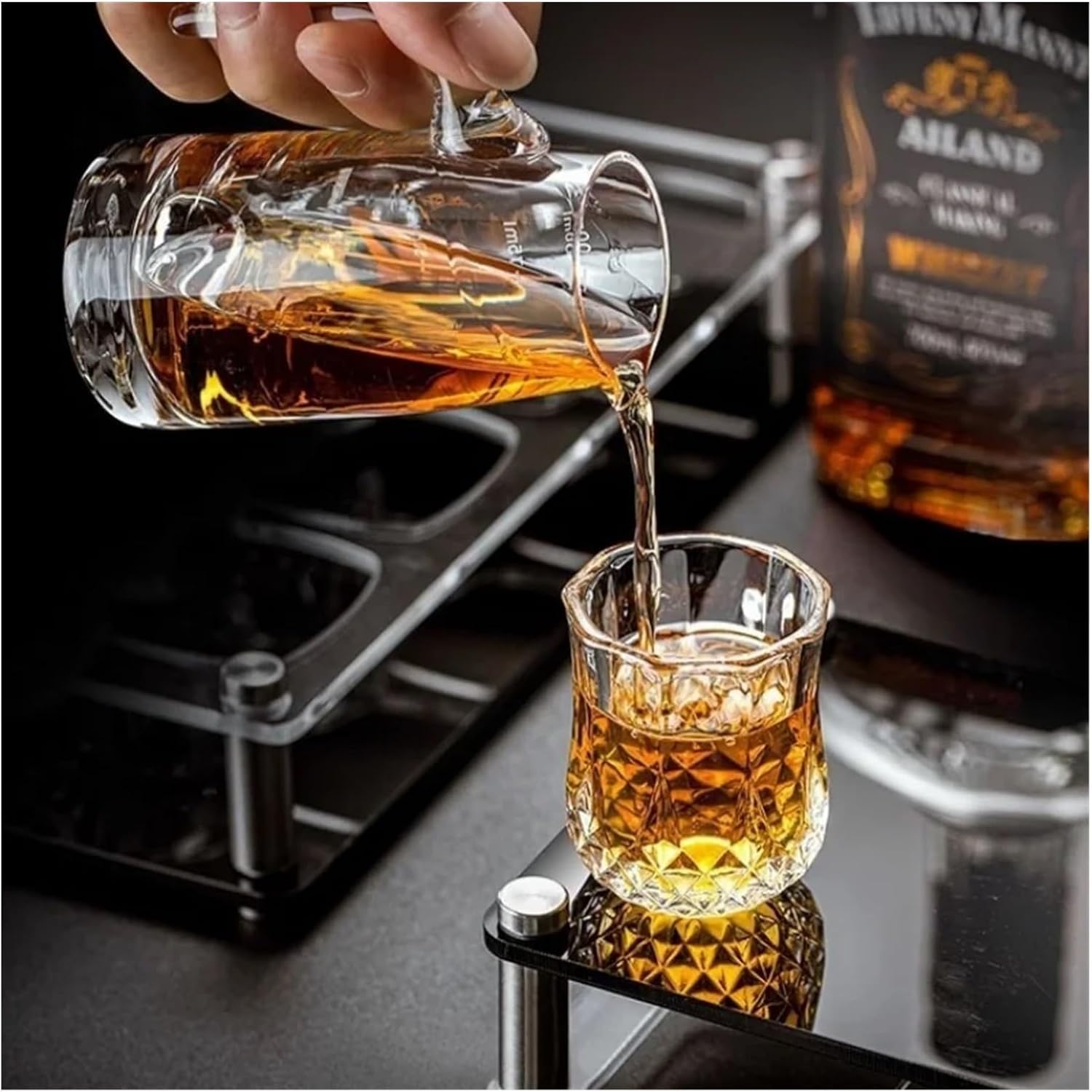 6Pcs Glass Cup Creative Diamond Shaped Vintage Relief Household Party Bar Drinking Tools