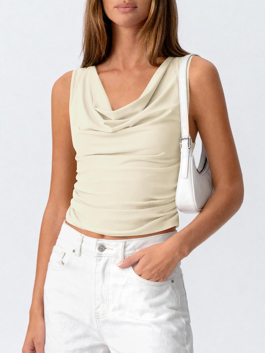 BTFBM Cowl Neck Tank Tops for Women 2026 Spring Summer Sleeveless Dressy Blouses Business Casual Outfits Going Out Top - Image 3