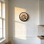 Sunflower Pattern Clock 12 Inch Non-Ticking Clocks Round Wall Hanging Clock Battery Operated for Bedroom Living Room Kitchen Office