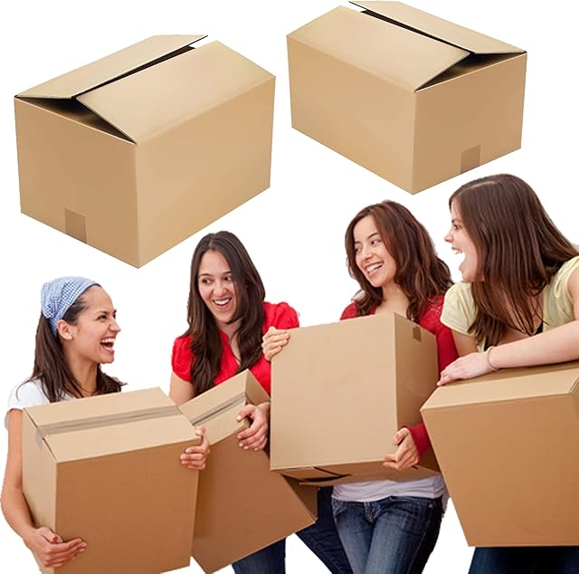 Large Strong Cardboard Storage Packing Moving House Boxes Double Walled Plain 45.7cm x 30.5cm x 30.5cm 44 Litres (10)