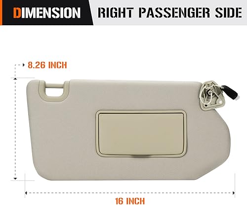 Miniatura 7 de Visera solar para el lado del pasajero derecho beige con luz para Nissan Pathfinder 2013-2018 Infiniti QX60 JX35 Beige Reemplazo de visera solar