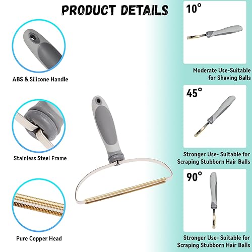 Miniatura 8 de Juego de 4 removedores de pelo para perros y gatos, 1 paquete de cuchilla de doble cara para desprendimiento de perros, 3 paquetes de rodillo