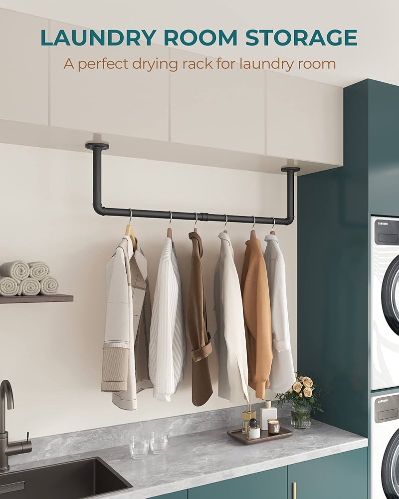 Amazon.com: OROPY Industrial Pipe Clothes Rack Wall Mounted Set of