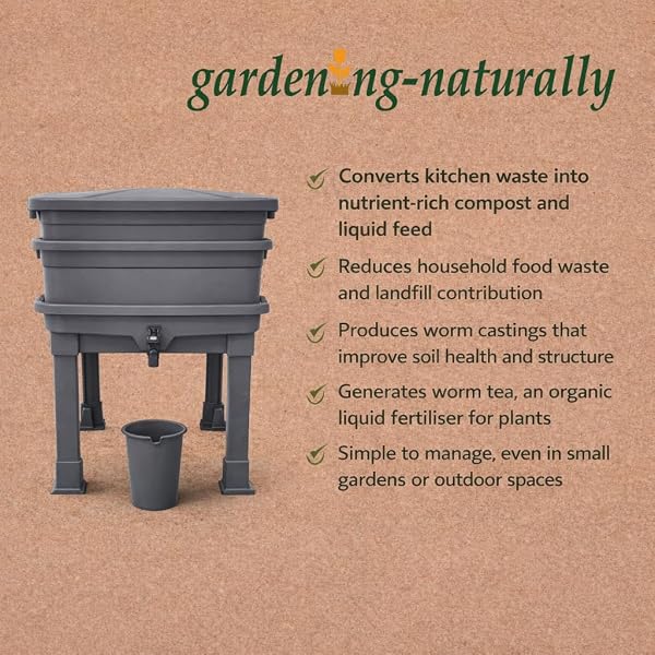 Wormery Compost Bin Worm Farm For Recycling Kitchen Waste Into Vermicompost And Worm Tea With Tap And Worm Blanket (Worm Farm Complete Set (Includes 2 Trays, Bedding and Blanket)) - 2