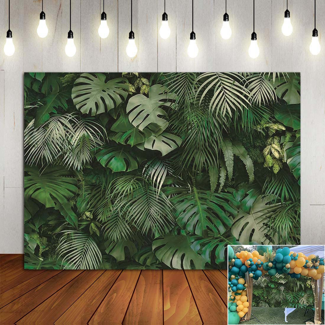 8x6FT Tropical Green Leaves Photography Backdrops Nature Safari Party Decoration Outdoorsy Newborn Baby Shower Backdrop Wedding Bridal Shower Birthday Photo Background Studio Props Booth Vinyl