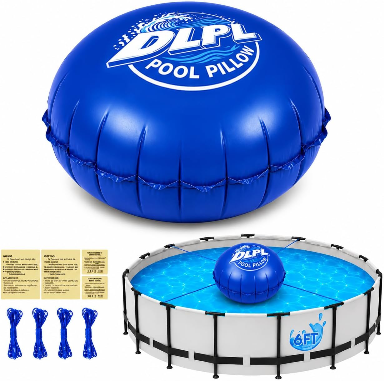 6 Ft Pool Pillows for Above Ground Pools, Round Winter Closing Air Pillow