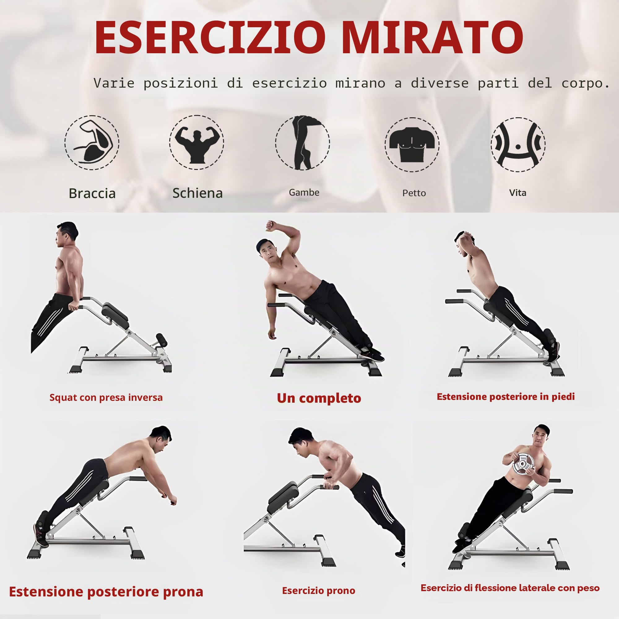 soges Sedia romana Hyperextension Panca Romana Panca Muscolare Regolabile Multifunzionale Attrezzature di Allenamento Estensione Indietro