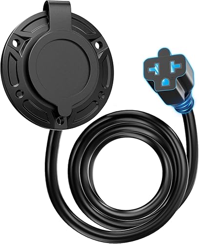 Enchufe de puerto de CA de 20 A 125 V, enchufe de entrada de alimentación de alta resistencia de 12 AWG con adaptador de hoja en T 5 en 1 y cable de