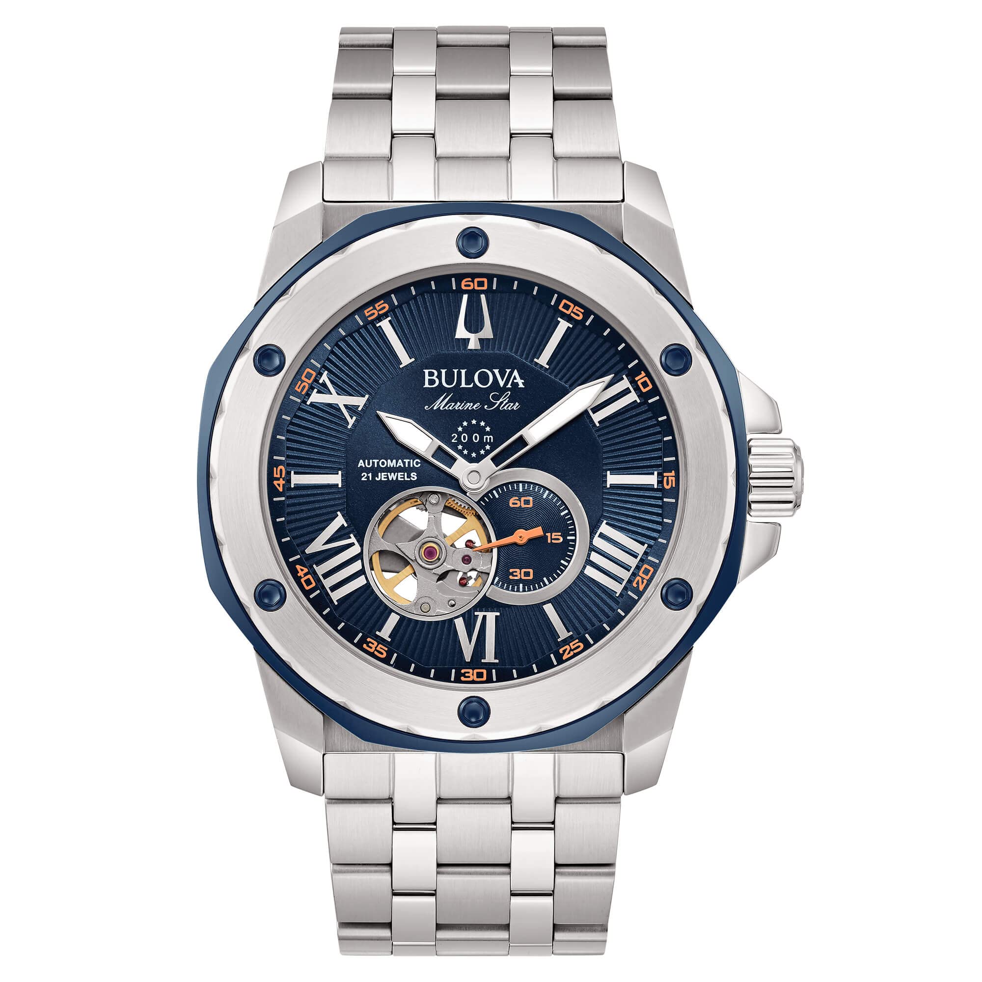 Bulova Montre Homme 98A306 automatique design squelette en acier brossé