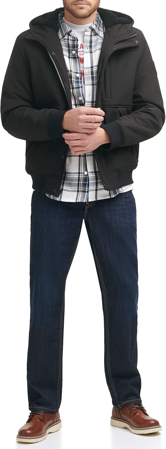 Levi's Men's Soft Shell Sherpa Lined Hooded Bomber Jacket - Image 6