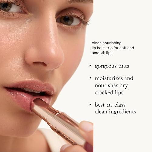 Miniatura 2 de goop Beauty Lip Balm Trio Hidratante limpio para labios agrietados, agrietados y secos Transparente, peonía y tomate Tintado para un color