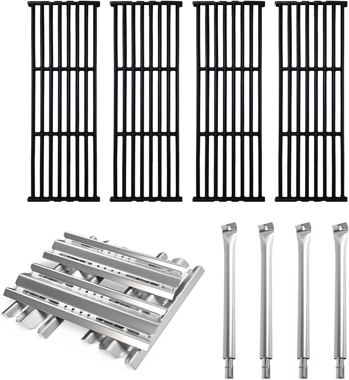 Grill Replacement Parts Kit for Broil King Baron 320 340 420 440 490 Parts, Huntington 2122-64 2122-67 6020-54 6020-57 6020-64 6020-67, Cast Iron Cooking Grates Heat Plates Burners Grill Accessories