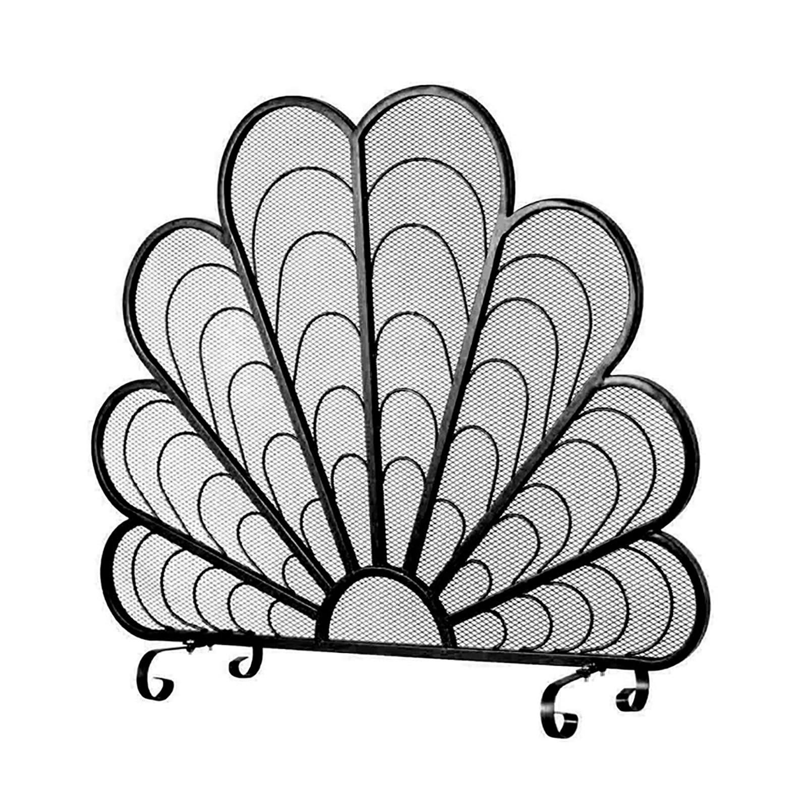 Pantalla de chimenea de pavo real decorativa para salas de estar cálidas