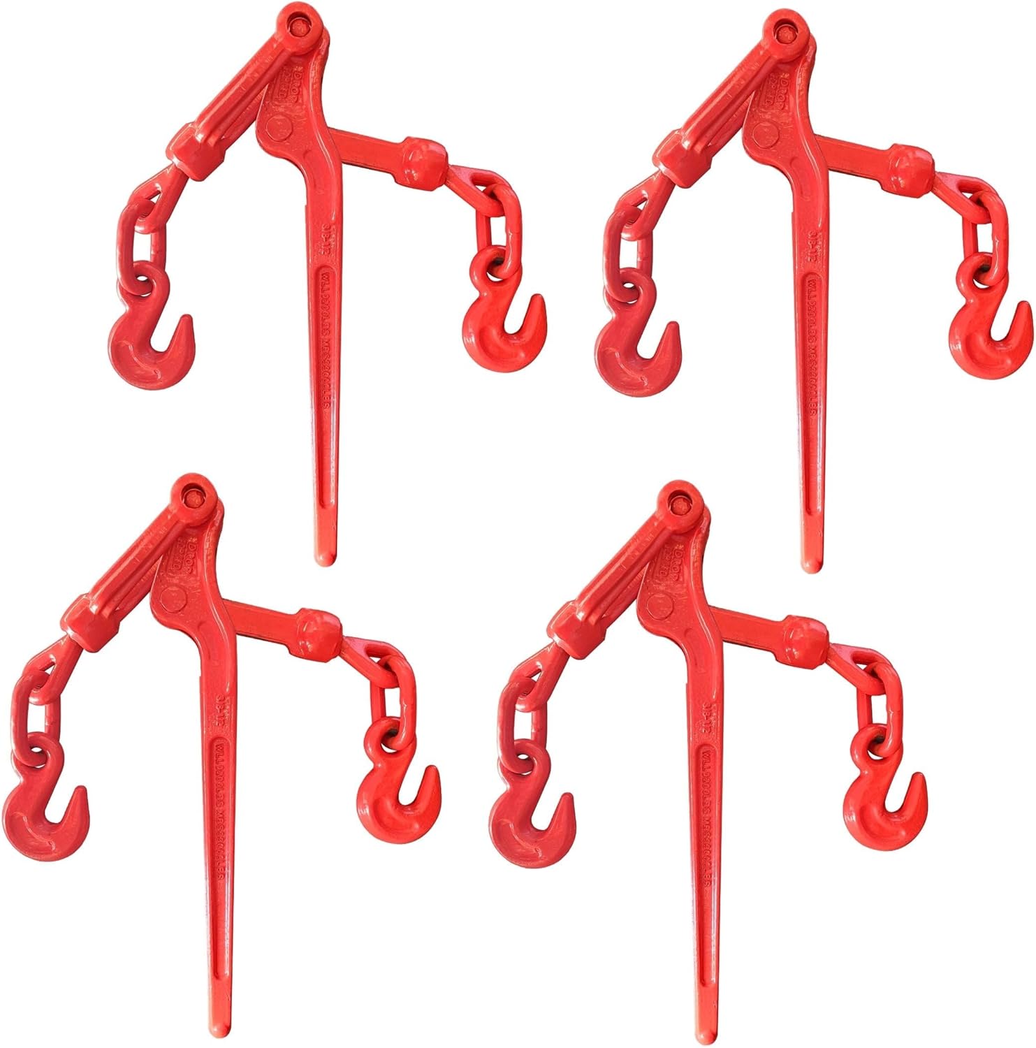 Mega Cargo Control Heavy Duty Lever Binders, 4 Pack Snap Binders - 3/8" – 1/2" 9,200 lbs Max Strength for Flatbed Trailers, Trucks, Construction