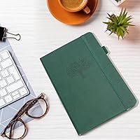 Vista 8 de WERTIOO Hardercover Journals 200 Pages, Diary Leather Lined Journal Notebook Writing A5 100gsm Thick Paper Notebooks (Dark Green)