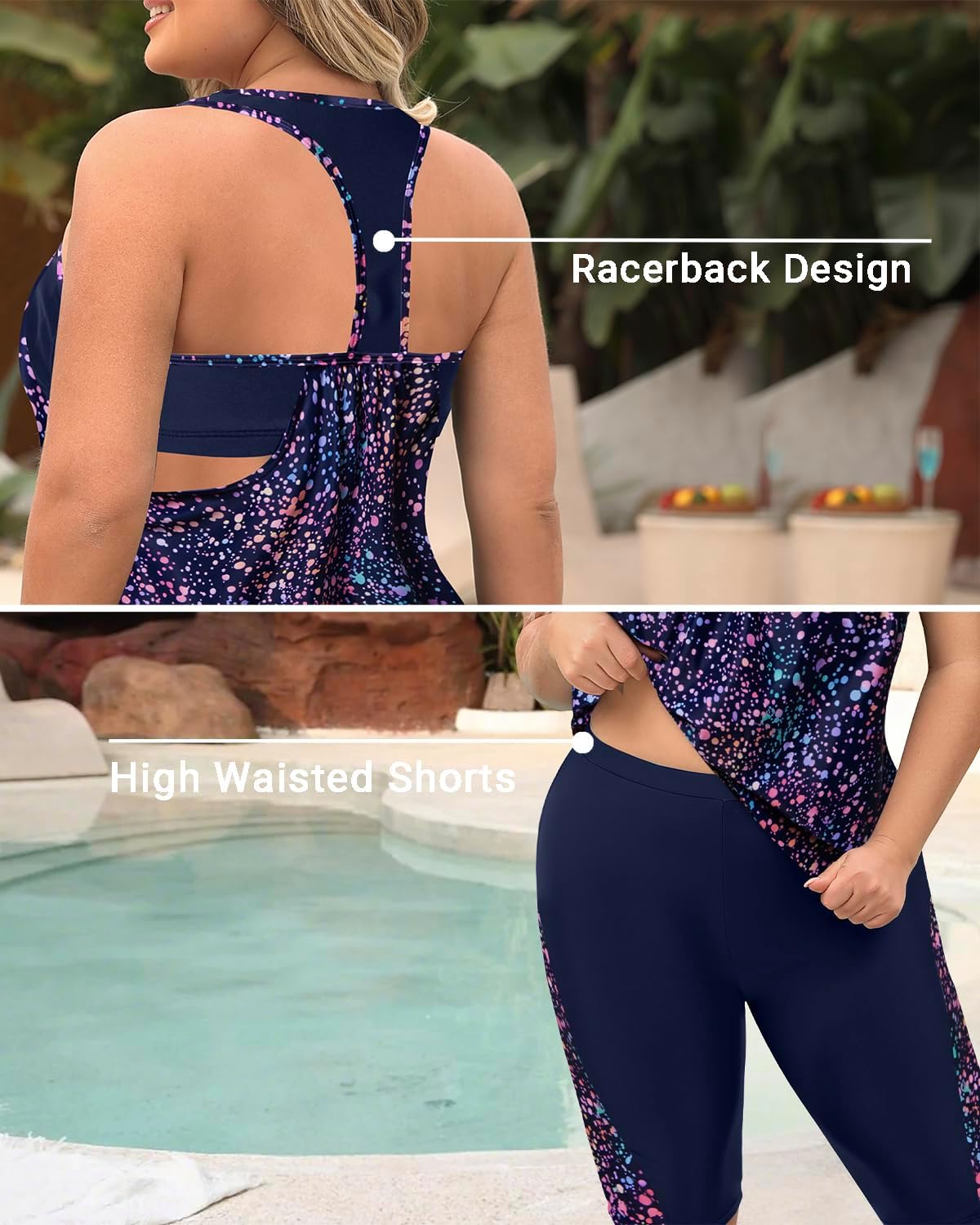 Daci Women Plus Size Tankini Swimsuit - Tummy Control 2 Piece Bathing Suit with High Waisted Capris Shorts 2025 Swimwear - Image 4