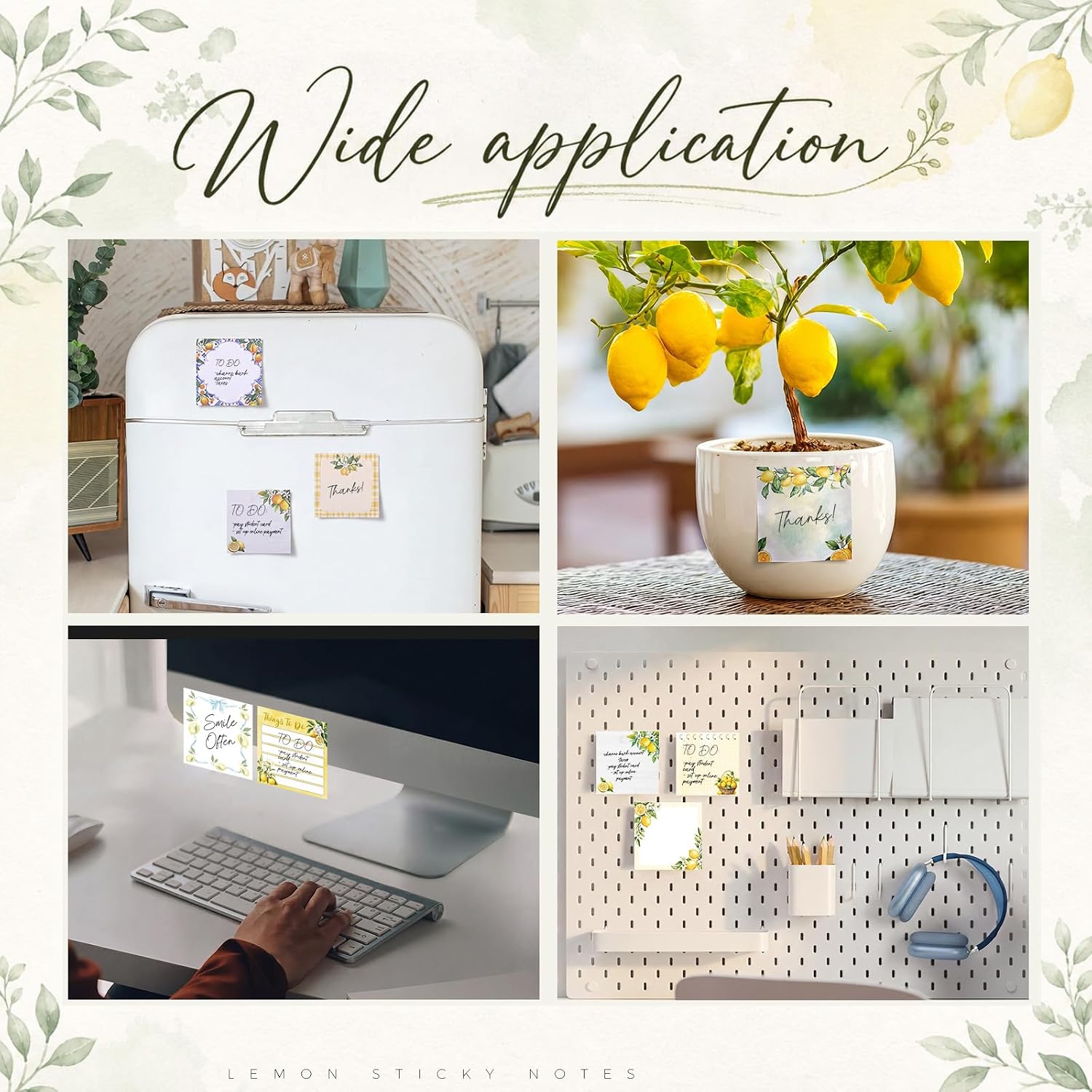 9 Pads Lemon Sticky Notes, 3x3 Inch Cute Stick Notepads image 5