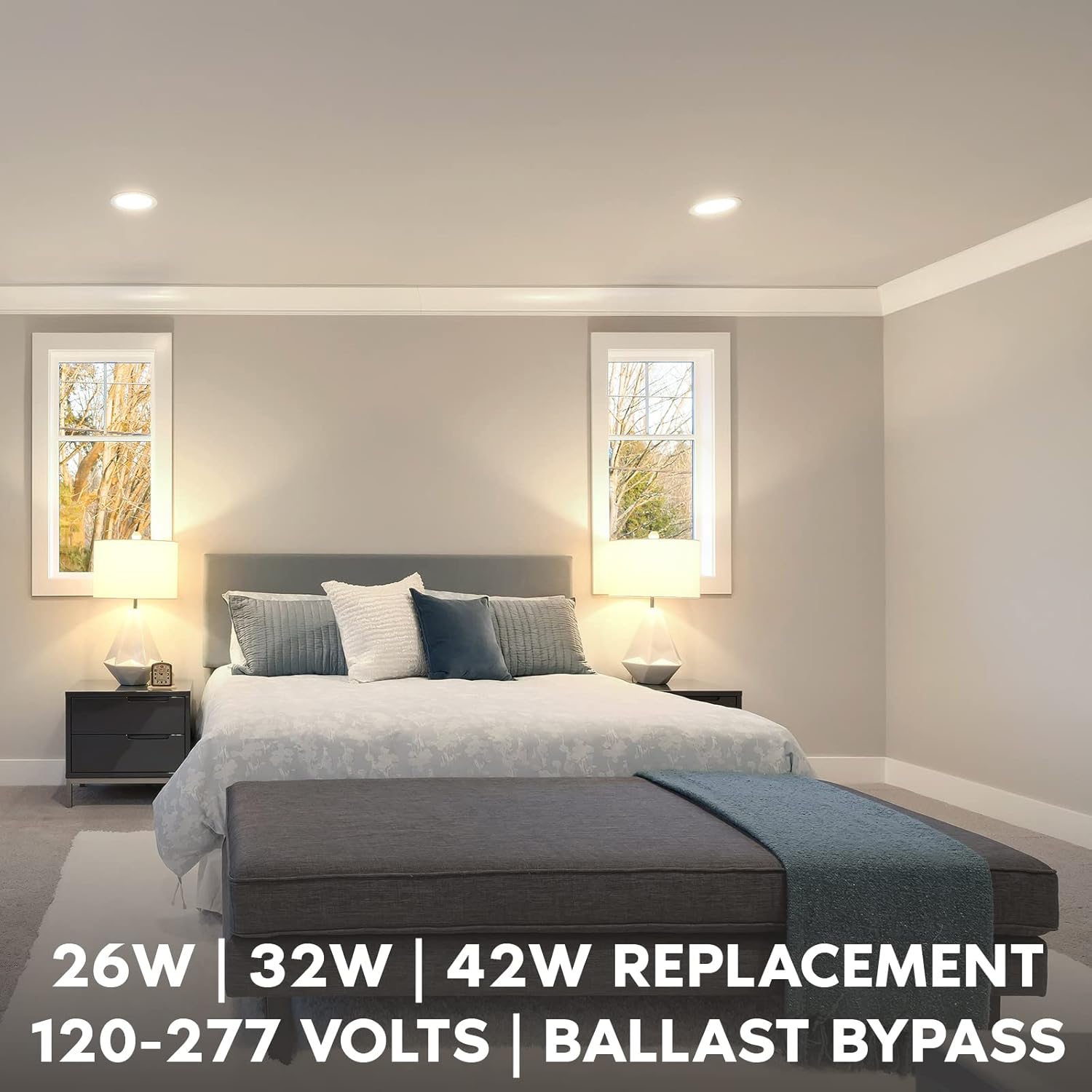 LUXRITE Vertical PL LED CFL Replacement, 11W, Ballast Bypass, Fits G24D G24Q GX24Q, 3 Color Selectable 3500K | 4000K | 5000K, 1450 Lumens, Replace 26W/32W/42W CFL 2 Pin and 4 Pin Base Bulb (4 Pack)