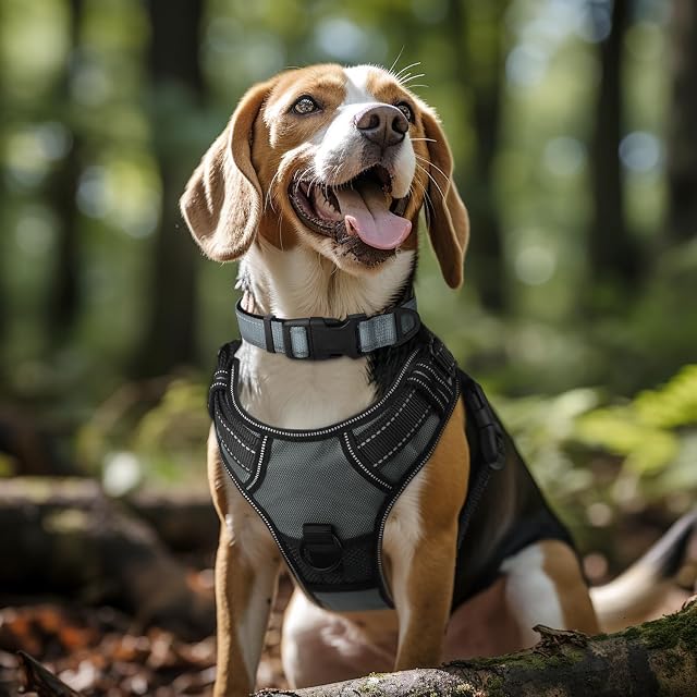 Foto 2 de 6 de Joytale Collar Perro Reflectante,Nylon Collar Acolchado con Neopreno,Ajustable para Perros Grande,40-60cm,Gris