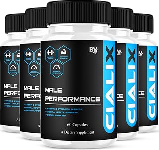 (5 Pack) Cialix Performance Capsules, Cialix Advanced Health and Performance Supplement Capsules, Cialix Premium Daily Performance Management Support and Energy Formula Pills (300 Capsules)