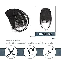Vista 3 de BARSDAR Flequillo de cabello humano real con clip, 100% cabello humano con clip para mujer, extensiones de flequillo negro natural, extensiones