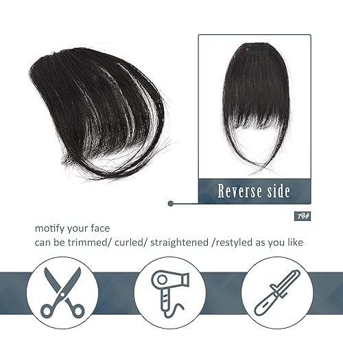 Miniatura 3 de Flequillo postizo BARSDAR, extensiones de flequillo francés, flequillo disperso y flequillo pulcro de pelo 100% humano, flequillo disperso y